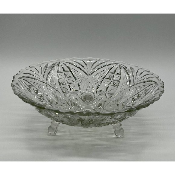 Beautiful Anchor Hocking Clear Pressed Glass #AHC26 3-Toed Footed Bowl - Picture 7 of 7